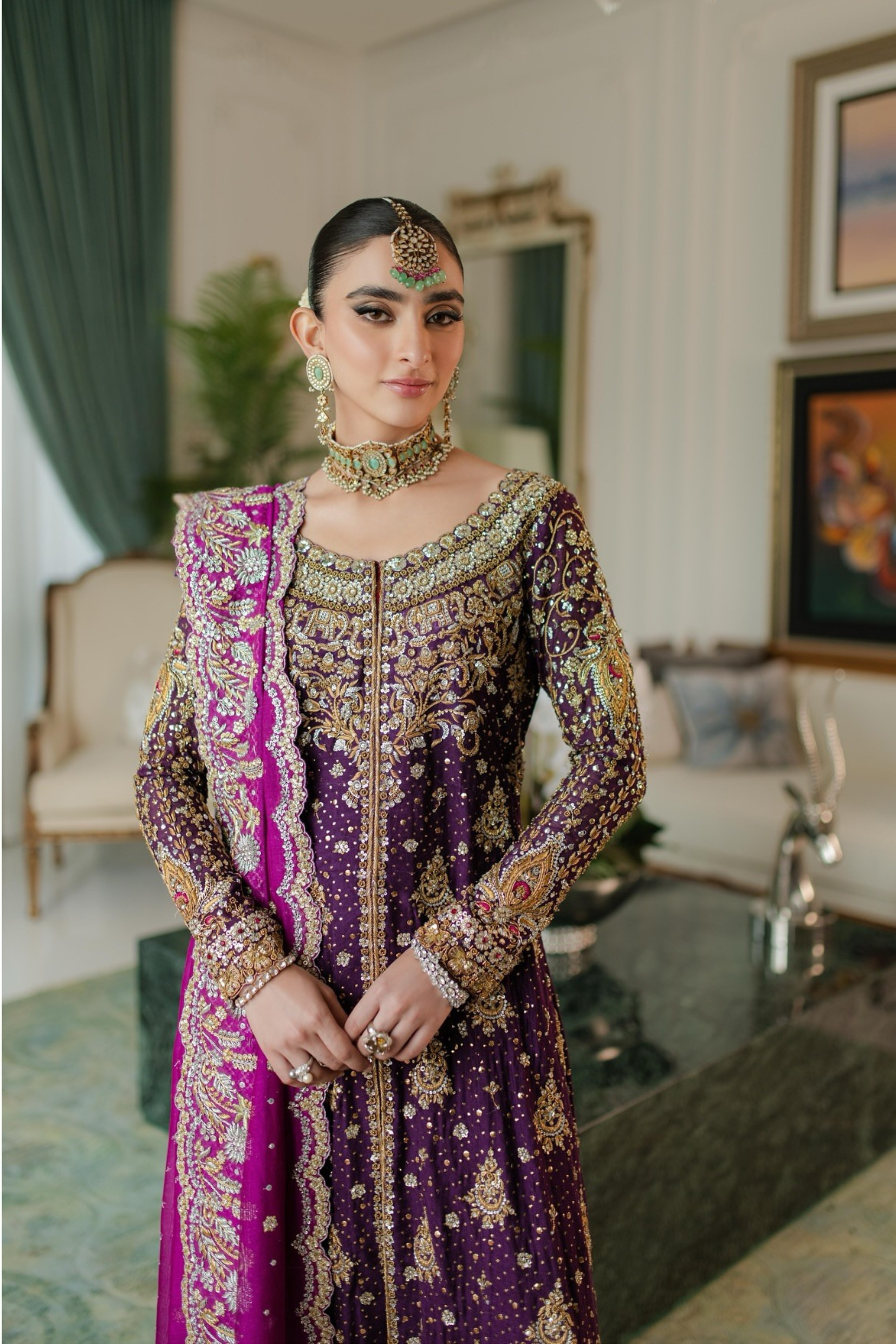 JAHANARA | Tyrian Purple Handworked Bespoke Bridal Couture