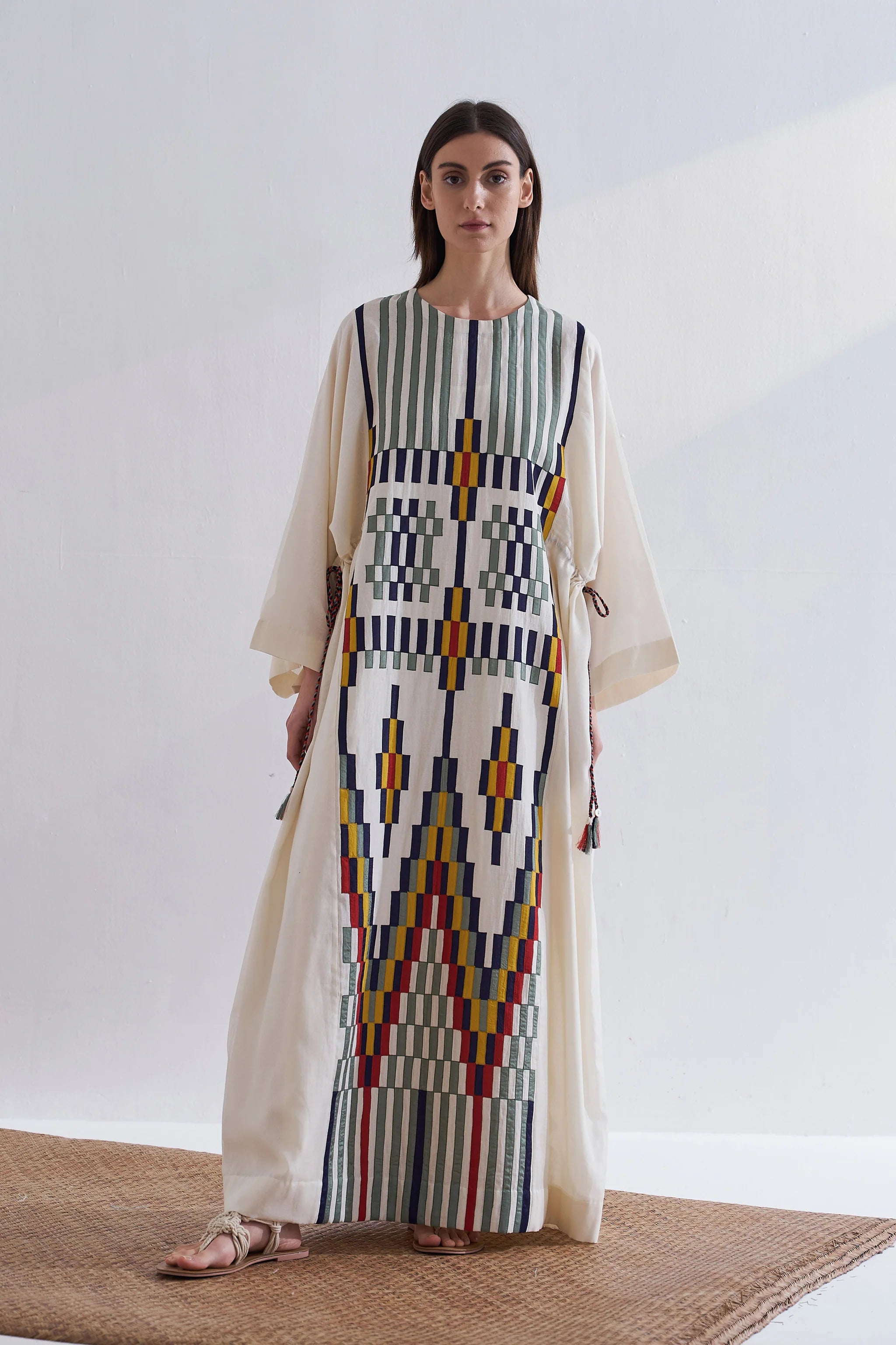 Panelled Kaftan Dress | Hand-cut Applique