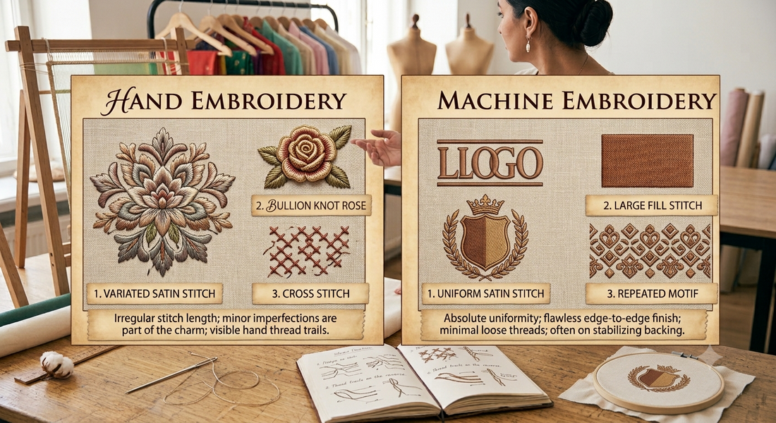 How to Tell Hand Embroidery from Machine Embroidery