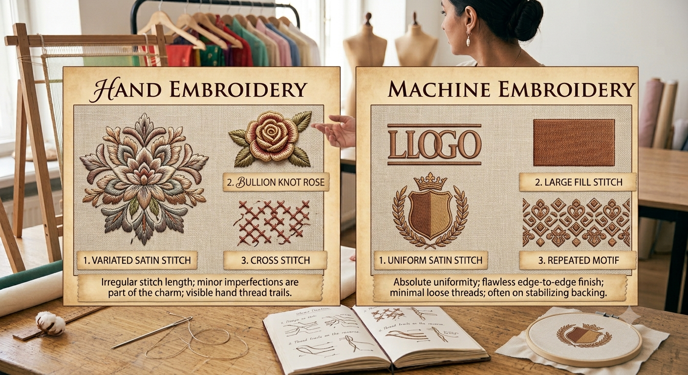 How to Tell Hand Embroidery from Machine Embroidery