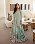 sefana-mint-green-embellished-karandi-shirt-and-tiered-gharara-front-view-ayra