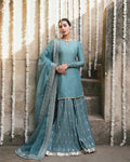 tisha-vibrant-turquoise-korean-raw-silk-shirt-and-karandi-sharara-front-view-ayra