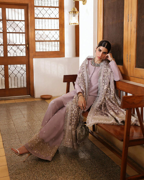 aurene-luxury-formal-embroidered-organza-dupatta-and-raw-silk-pants-seated-view-ayra