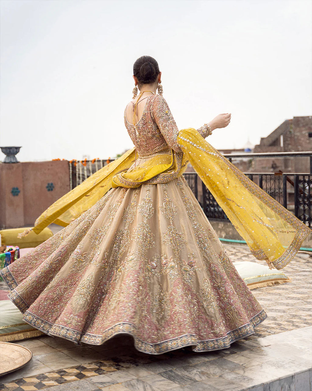 meher-hand-embellished-tissue-raw-silk-lehnga-back-view-showing-scrolling-tilla-vines-ayra