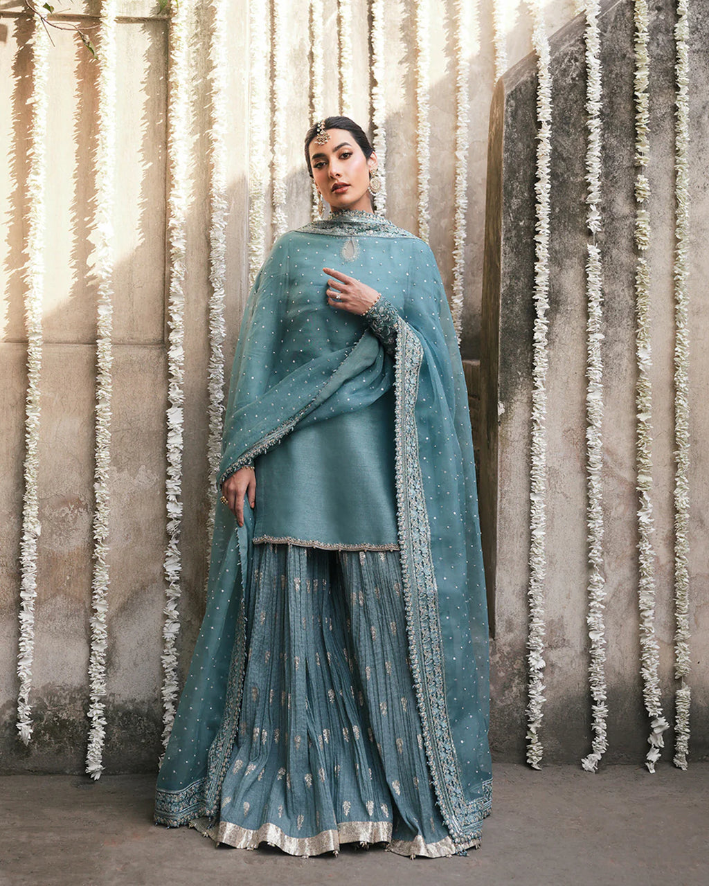 tisha-embellished-turquoise-festive-ensemble-with-draped-organza-dupatta-front-view-ayra