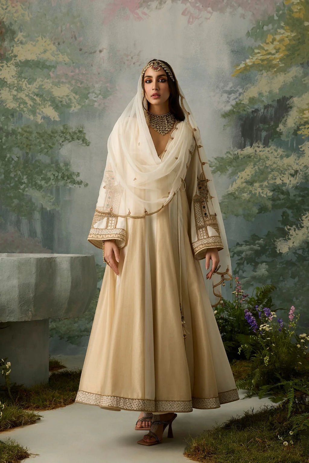 malayka-two-tone-ivory-and-dark-beige-chanderi-angrakha-suit-with-organza-dupatta-ayra