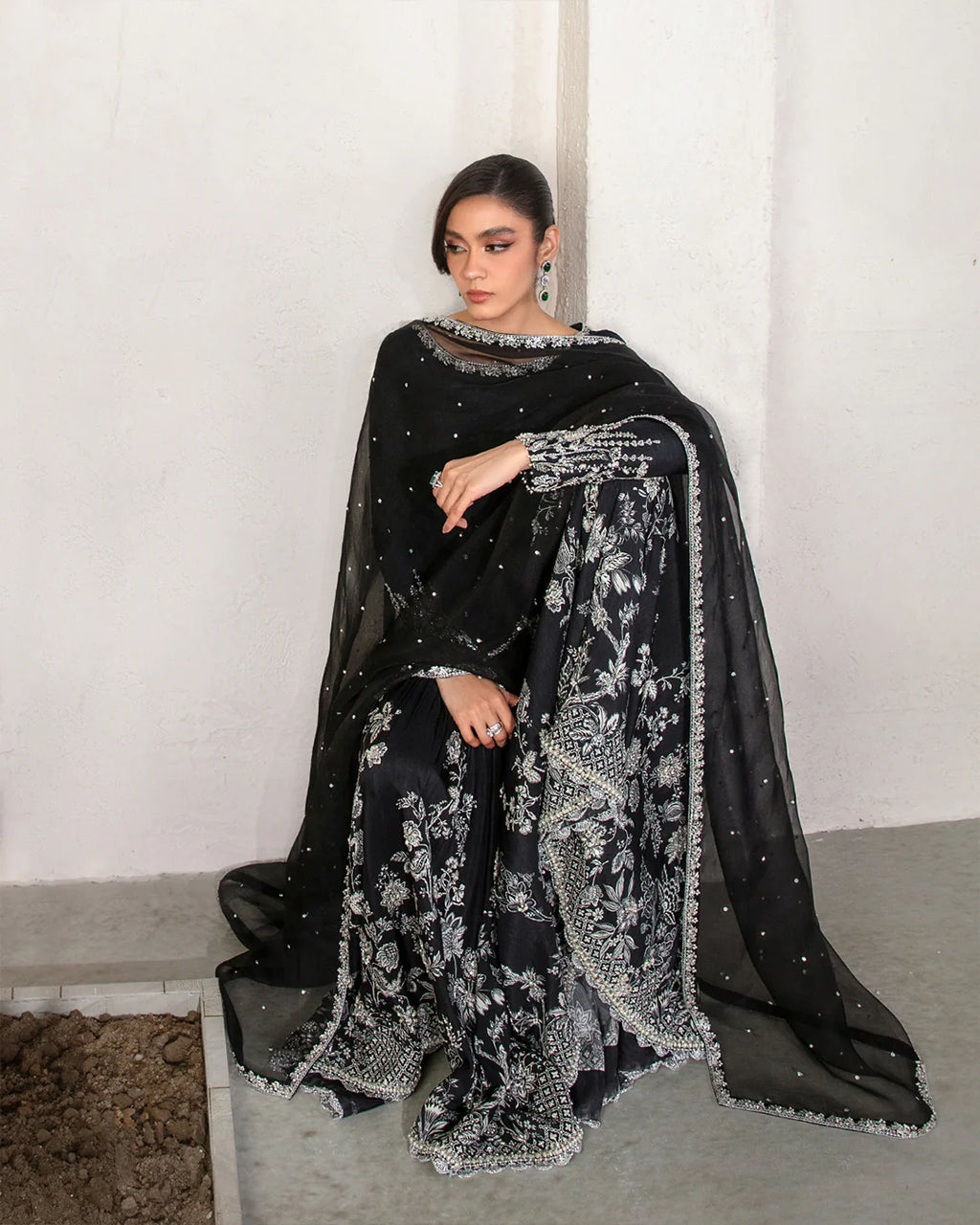 ciar-printed-korean-raw-silk-gharara-with-floral-trellis-pattern-seated-view-ayra