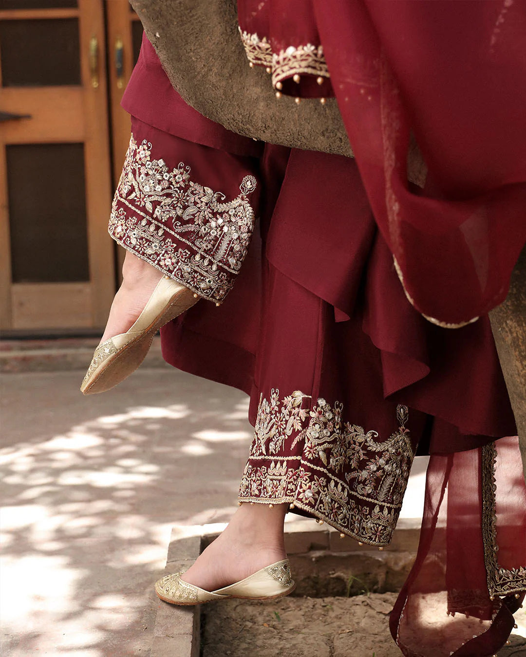 diana-traditional-pakistani-semi-formal-maroon-shirt-with-embroidered-sleeves-ayra