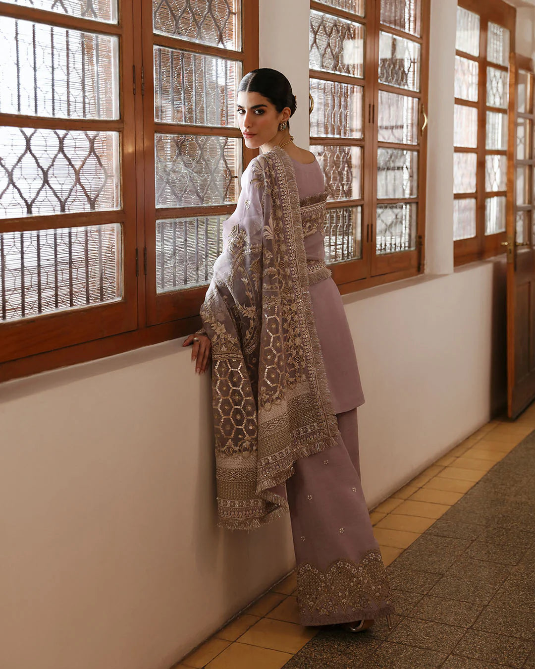 aurene-tailored-raw-silk-formal-shirt-with-intricately-embroidered-dupatta-back-view-ayra