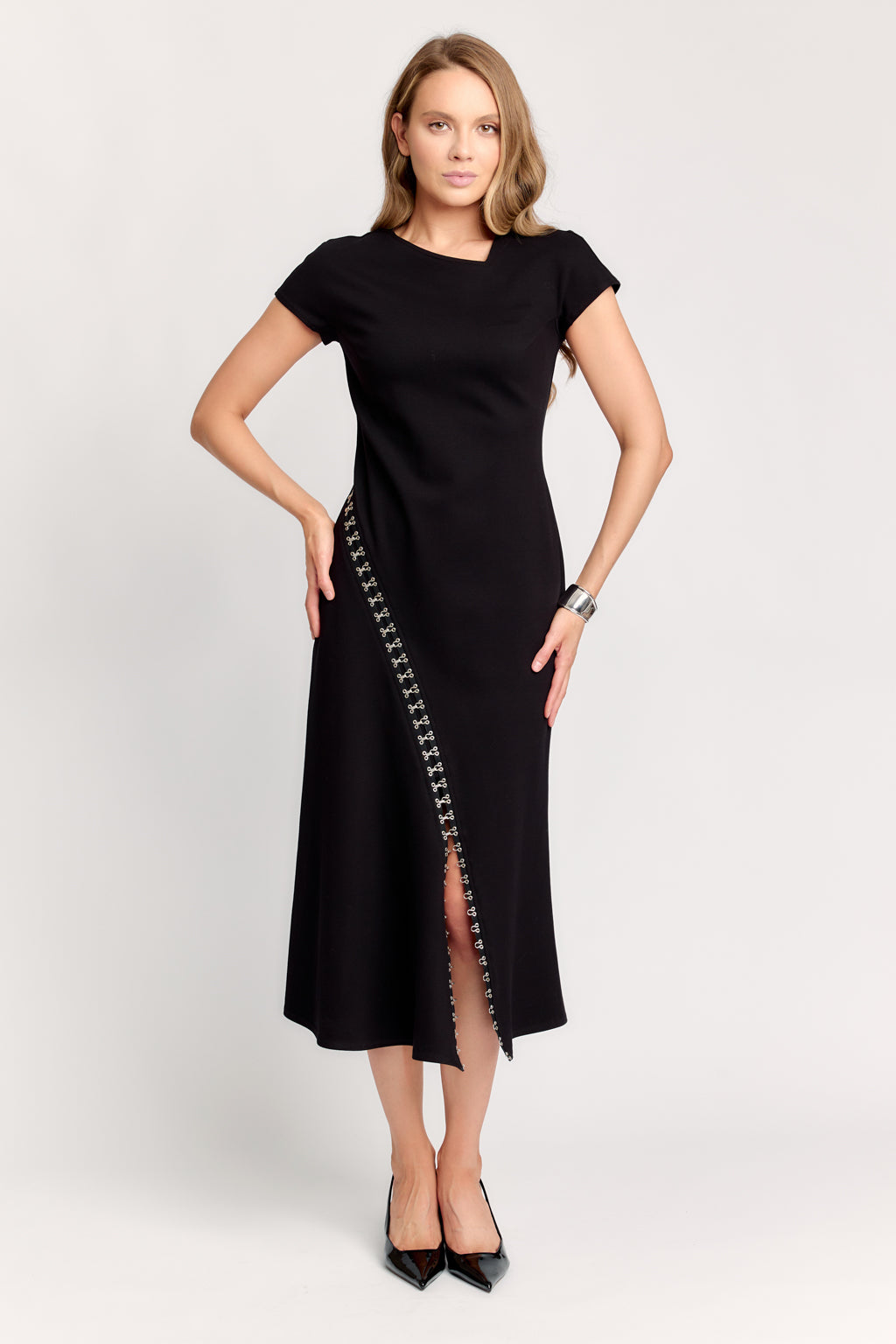 asymmetrical shift dress Joseph Ribkoff Shift Dress With Asymmetrical Neckline Style 261134