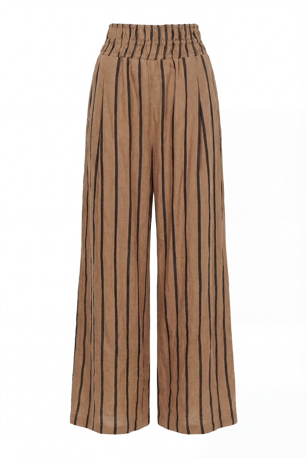 Brown striped pants on a white background