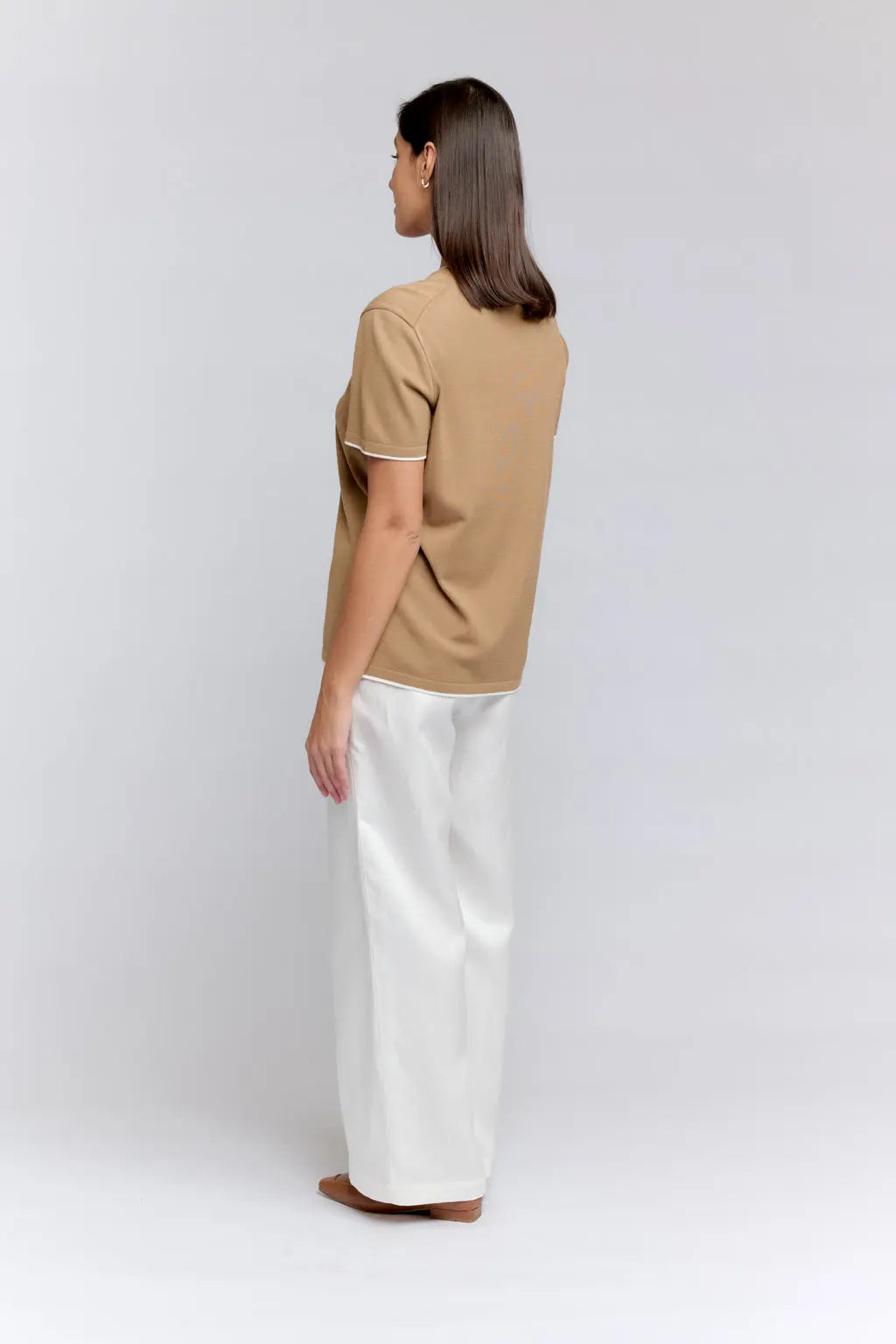 SCULPT | The Dark Beige Linear Short-Sleeve Jumper DEITY