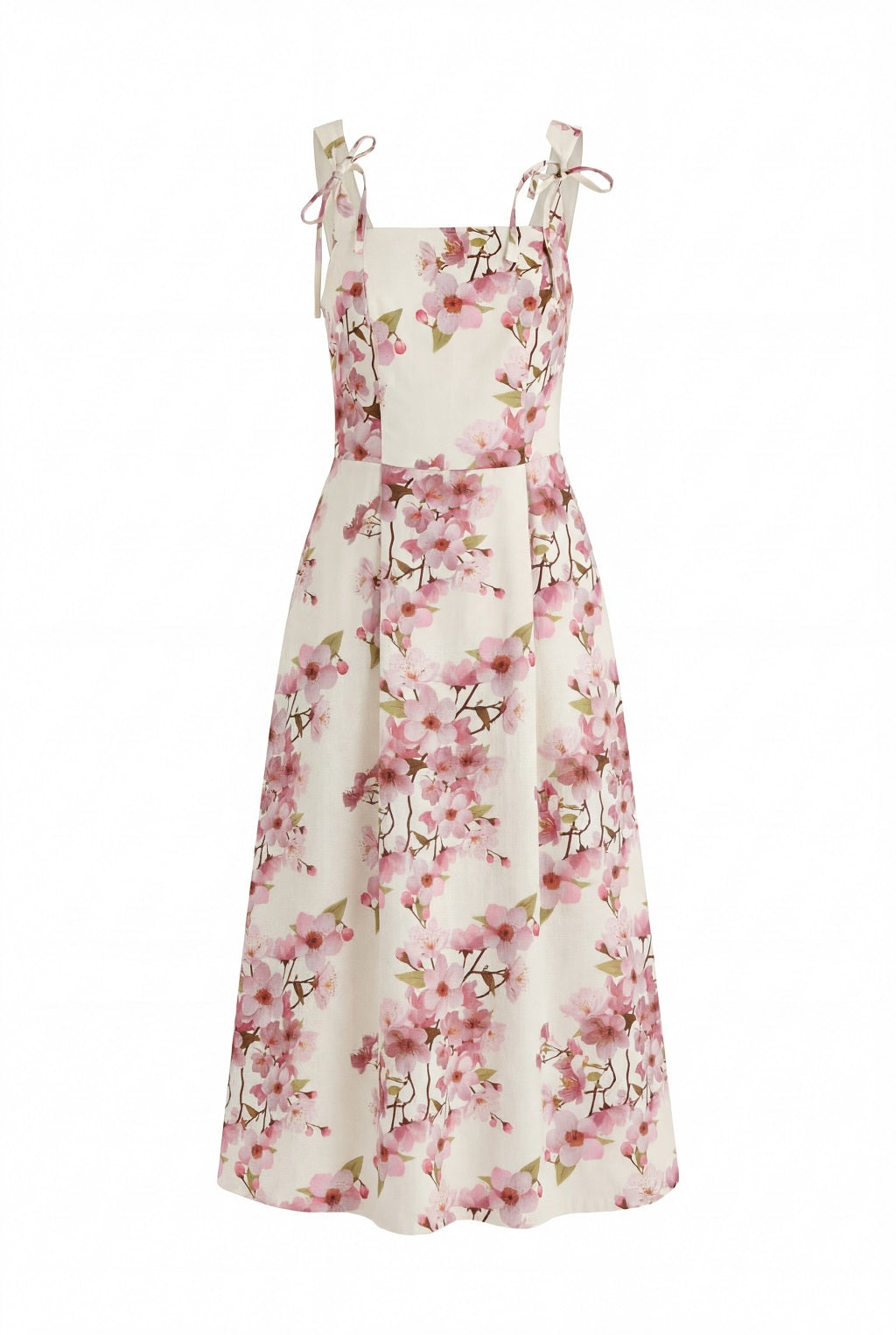 Floral dress with pink flowers on a white background